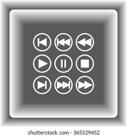 Media player buttons sign icons, vector illustration. Flat design style 