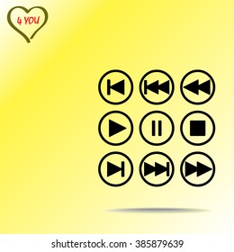 Media player buttons sign icons, vector illustration. Flat design style 