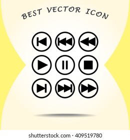 Media player buttons sign icons, vector illustration. Flat design style 