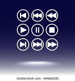 Media player buttons sign icons, vector illustration. Flat design style 