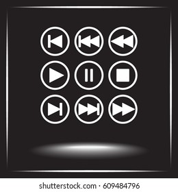 Media player buttons sign icons, vector illustration. Flat design style 