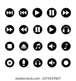 Media player collection, video player icon set vector.
