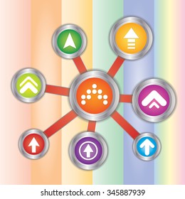Media player control button icon set. Vector illustration web design elements