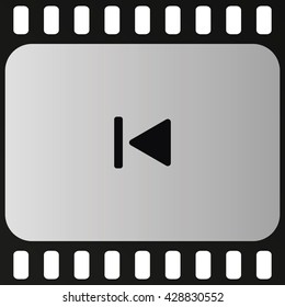 Media player control button. Rewinding sign.