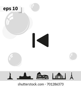 Media player control button. Rewinding sign.