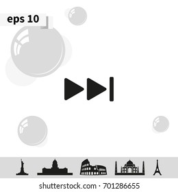 Media player control button. Rewinding sign.