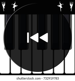 Media player control button. Rewinding illustration.