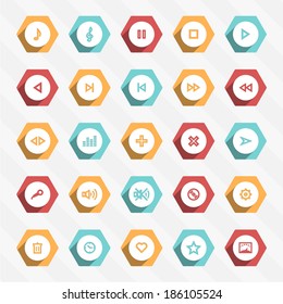 media player control button sign set. 