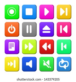 Media player control button ui icon set. Vector illustration web design elements saved in 8 eps. Newest style.