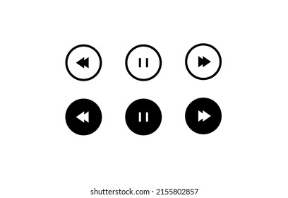 Media player control buttons icons set. Set of media player icons vector 