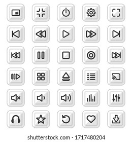 Media player control buttons set. Eps10 vector.