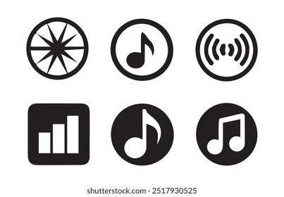 Symbolsatz für die Media-Player-Steuerung, Multimedia-Symbole und Audio-Schnittstelle, Tasten für den Media-Player, Lautstärke der Lautsprecher und mehr.Vektorgrafik EPS 10