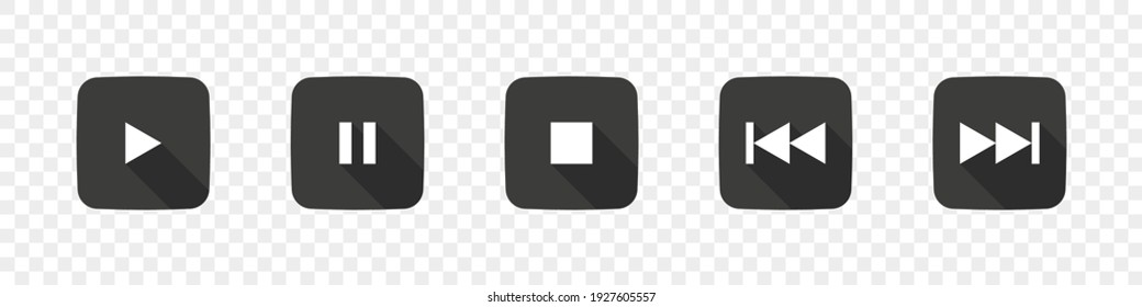 Media player control icons. Control icons flat style. Vector illustration