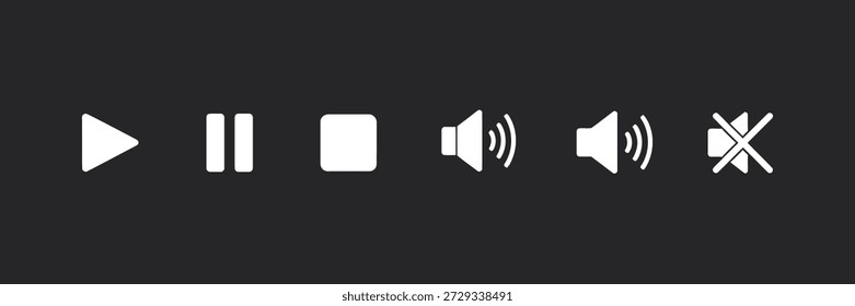 Symbole der Media-Player-Steuerung einzeln auf transparentem Hintergrund