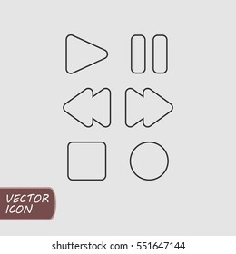 media player control icons set