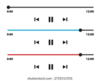 Media Player Controls - Play, Pause, and Seek Bar Icons
