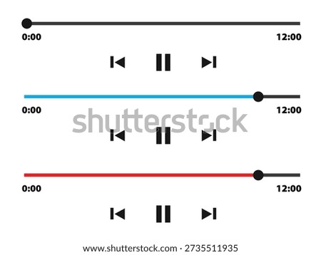 Media Player Controls - Play, Pause, and Seek Bar Icons