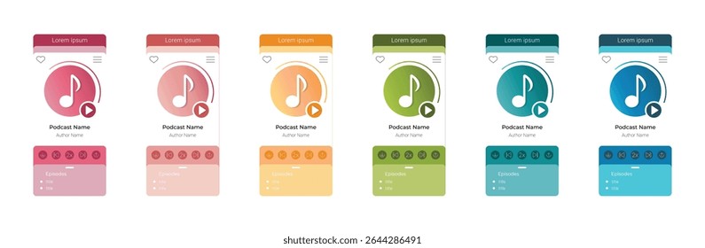 Media player design template for smartphones. Player design for audio, podcasts, and audiobooks.