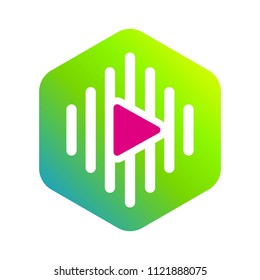 Media player with equalizer emblem logo design template. Music icon vector illustration isolated on white background