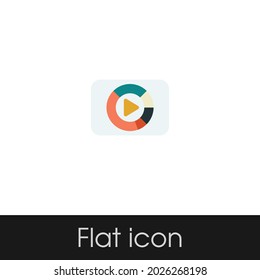 reproductor de medios Icono plano Diseño Fondo blanco aislado, Eps 10