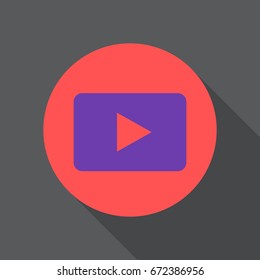 Media player flat icon. Round colorful button, circular vector sign, logo illustration. Flat style design
