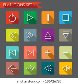 Media player flat icons