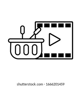 media player frame with play button on white background vector illustration design
