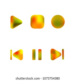 Media player gradient vector icons set. Media button symbols. User interface gradient design with web elements of music application for watch and tablet devices isolated vector illustration.