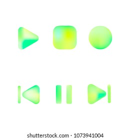 Media player gradient vector icons set. Media button symbols. User interface gradient design with web elements of music application for watch and tablet devices isolated vector illustration.