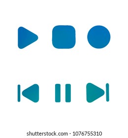 Media player gradient vector icons set. Media button symbols. User interface gradient design with web elements of music application for watch and tablet devices isolated vector illustration.