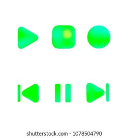 Media player gradient vector icons set. Media button symbols. User interface gradient design with web elements of music application for watch and tablet devices isolated vector illustration.