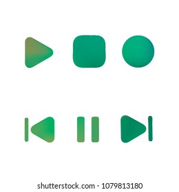 Media player gradient vector icons set. Media button symbols. User interface gradient design with web elements of music application for watch and tablet devices isolated vector illustration.