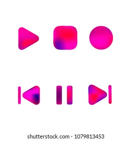 Media player gradient vector icons set. Media button symbols. User interface gradient design with web elements of music application for watch and tablet devices isolated vector illustration.