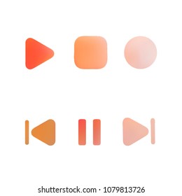 Media player gradient vector icons set. Media button symbols. User interface gradient design with web elements of music application for watch and tablet devices isolated vector illustration.