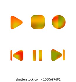 Media player gradient vector icons set. Media button symbols. User interface gradient design with web elements of music application for watch and tablet devices isolated vector illustration.