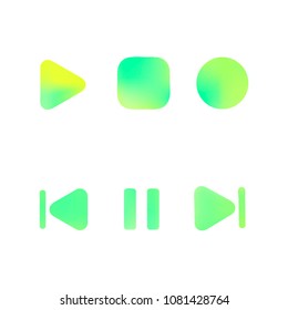 Media player gradient vector icons set. Media button symbols. User interface gradient design with web elements of music application for watch and tablet devices isolated vector illustration.