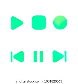 Media player gradient vector icons set. Media button symbols. User interface gradient design with web elements of music application for watch and tablet devices isolated vector illustration.