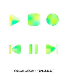 Media player gradient vector icons set. Media button symbols. User interface gradient design with web elements of music application for watch and tablet devices isolated vector illustration.