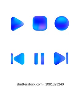 Media player gradient vector icons set. Media button symbols. User interface gradient design with web elements of music application for watch and tablet devices isolated vector illustration.