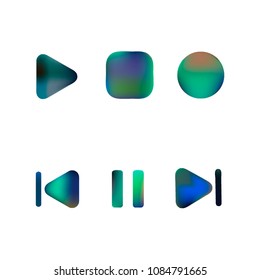 Media player gradient vector icons set. Media button symbols. User interface gradient design with web elements of music application for watch and tablet devices isolated vector illustration.