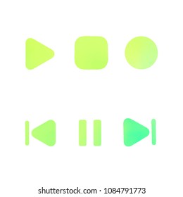 Media player gradient vector icons set. Media button symbols. User interface gradient design with web elements of music application for watch and tablet devices isolated vector illustration.