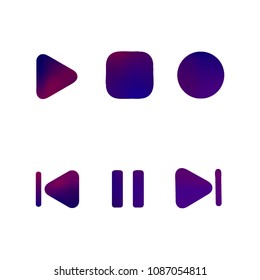 Media player gradient vector icons set. Media button symbols. User interface gradient design with web elements of music application for watch and tablet devices isolated vector illustration.