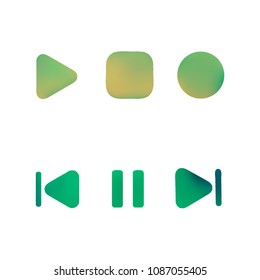 Media player gradient vector icons set. Media button symbols. User interface gradient design with web elements of music application for watch and tablet devices isolated vector illustration.