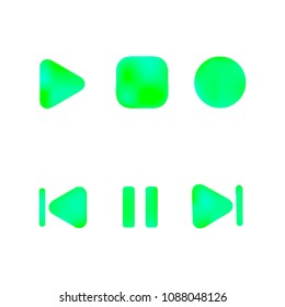 Media player gradient vector icons set. Media button symbols. User interface gradient design with web elements of music application for watch and tablet devices isolated vector illustration.