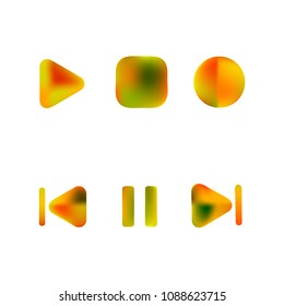 Media player gradient vector icons set. Media button symbols. User interface gradient design with web elements of music application for watch and tablet devices isolated vector illustration.