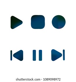 Media player gradient vector icons set. Media button symbols. User interface gradient design with web elements of music application for watch and tablet devices isolated vector illustration.