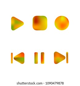 Media player gradient vector icons set. Media button symbols. User interface gradient design with web elements of music application for watch and tablet devices isolated vector illustration.