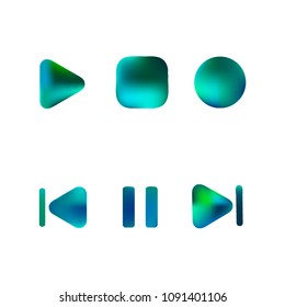 Media player gradient vector icons set. Media button symbols. User interface gradient design with web elements of music application for watch and tablet devices isolated vector illustration.