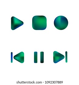 Media player gradient vector icons set. Media button symbols. User interface gradient design with web elements of music application for watch and tablet devices isolated vector illustration.