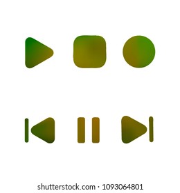 Media player gradient vector icons set. Media button symbols. User interface gradient design with web elements of music application for watch and tablet devices isolated vector illustration.